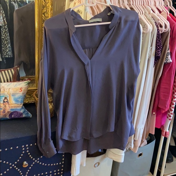 VINCE Double Front Silk Blouse - Picture 4 of 6